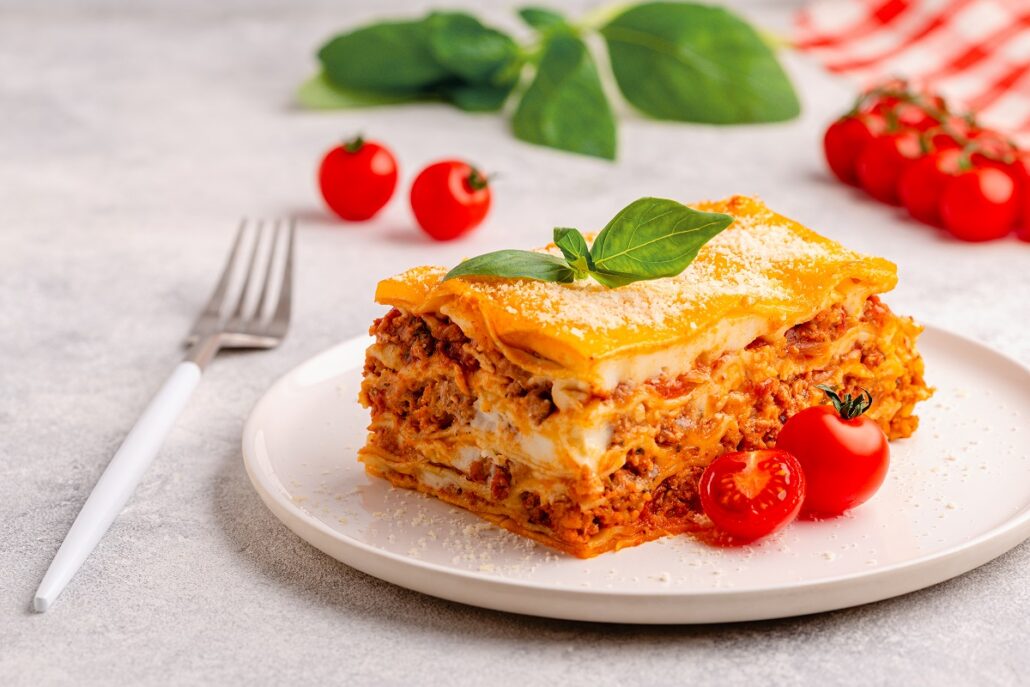 Traditional lasagna with bolognese sauce